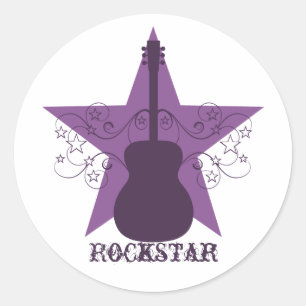 Extravagante Gitarren-Star-Wirbel Sticker, Lila Runder Aufkleber