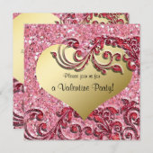 Extravagante Glitzer-Goldherzvalentine-Einladung Einladung