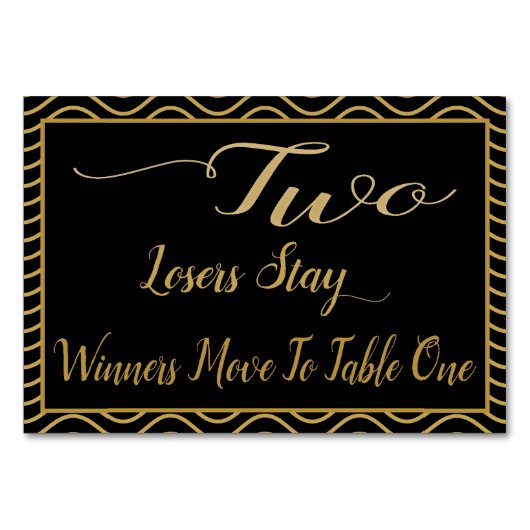 Extravagante Gold Bunco Table Card #2 Tischnummer (Vorderseite)