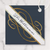 Extravagante Gold Foil Wirbel Dunkelblau Frohe Wei Geschenkanhänger (Rückseite)