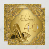 Extravagante Gold High Heel Fabulous 40. Geburtsta Einladung (Vorne/Hinten)