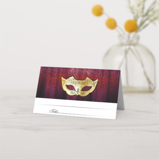 Extravagante Gold Masquerade Escort Cards Platzkarte (Vorderseite)