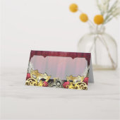 Extravagante Gold Masquerade Namenskarte Platzkarte (Rückseite)