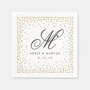 Extravagante Gold Stars Monogram Wedding Napkins Serviette
