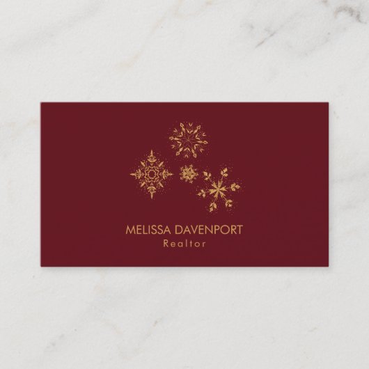 Extravagante Goldene Schneeflocken Visitenkarte (Vorderseite)