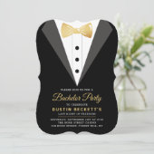 Extravagante Goldfoil Tuxedo Bachelor Party Einladung (Stehend Vorderseite)