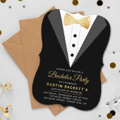 Extravagante Goldfoil Tuxedo Bachelor Party Einladung