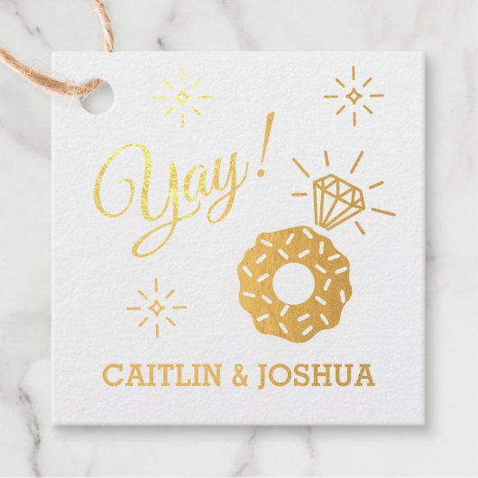 Extravagante Goldfolie DONUT Verlobung Ring funkel Geschenkanhänger (Vorderseite)