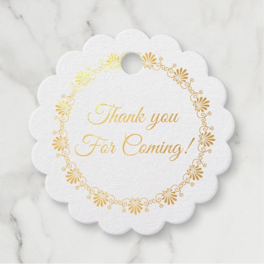 Extravagante Goldgrenze Danke Monogram Wedding Geschenkanhänger (Vorderseite)