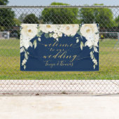 Extravagante Goldkalligrafie der White Peony Navy Banner (Insitu)