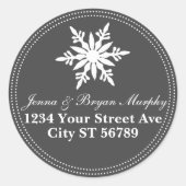 Extravagante graue weiße Schneeflocke Weihnachtsad Runder Aufkleber (Vorderseite)