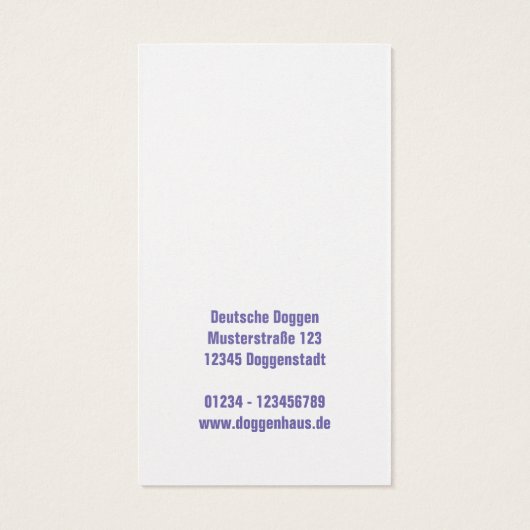 Extravagante große Dane-Kennel-Visitenkarten (Rückseite)