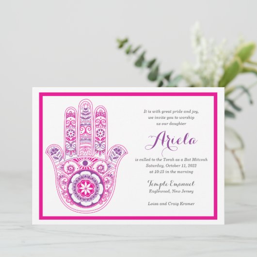Extravagante Hamsa Einladung (Stehend Vorderseite)