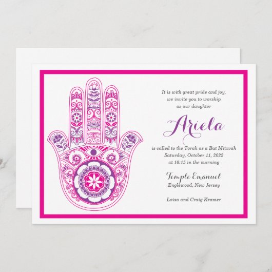 Extravagante Hamsa Einladung (Vorne/Hinten)