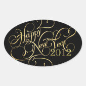 Extravagante Happy New Year Stickers - Oval (Vorderseite)