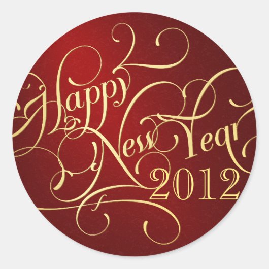 Extravagante Happy New Year Stickers - Red & Gold (Vorderseite)