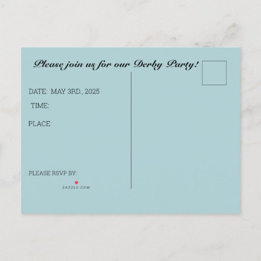 EXTRAVAGANTE HAT DERBY-PARTY EINLADUNG (Rückseite)