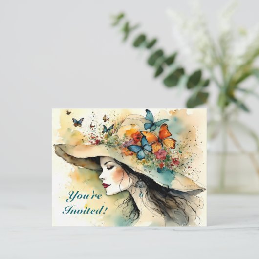 EXTRAVAGANTE HAT DERBY-PARTY EINLADUNG (Stehend Vorderseite)