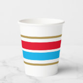 Extravagante, helle Himmelblau rote Streifen auf W Pappbecher (Vorderseite)