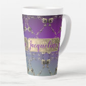 Extravagante Herzbreite Lila Ausrichtung mit/Name Milchtasse (Rechte Ecke)