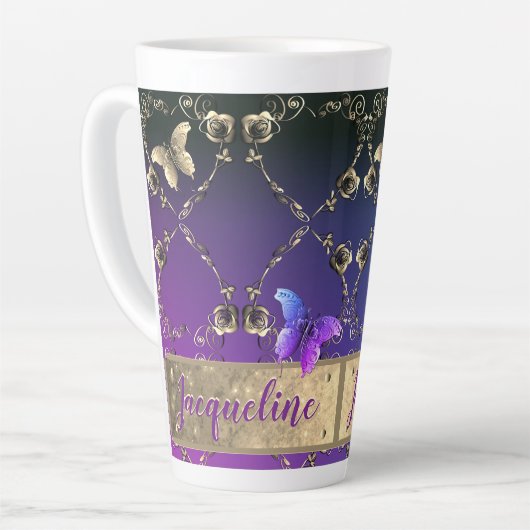 Extravagante Herzfrequenz Lila Farbverlauf mit Nam Milchtasse (Linke Ecke)