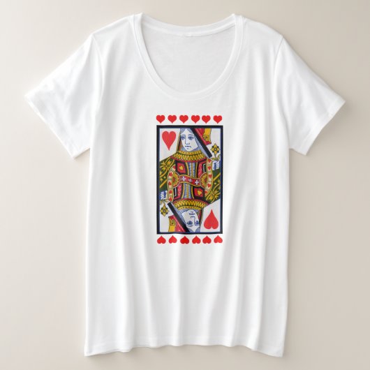 Extravagante Herzkönigin auf Karte Rotes Herz spie Große Größe T-Shirt (Design vorne)