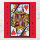Extravagante Herzkönigin Spielkarte auf Rot Weinetikett (Einzelnes Label)