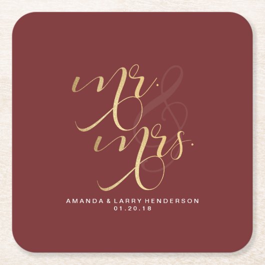 Extravagante Hochzeit Mr. & Mrs. Untersetzer (Vorderseite)