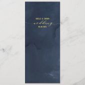 Extravagante Hochzeit von Navy Blue & Gold Menükarte (Rückseite)