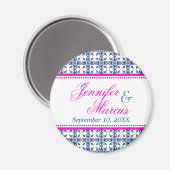 Extravagante Hochzeit von Navy Hot Pink Filigree s Magnet (Vorderseite/Rückseite)