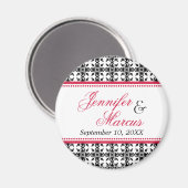 Extravagante Hochzeit von Rotschwarz-filigrane spe Magnet (Vorderseite/Rückseite)