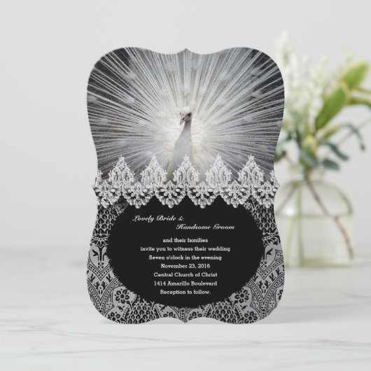 Extravagante Hochzeitsfeier mit einzigartiger weiß Einladung (Stehend Vorderseite)