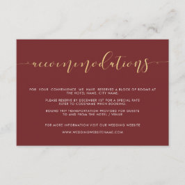 Extravagante Hochzeitskarten für Burgund & Gold Begleitkarte