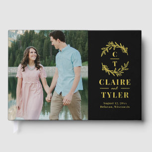 Extravagante Initials Foil Wedding Gästebuch