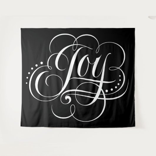 Extravagante JOY Calligrafy Lettering Elegant Blac Wandteppich (Vorderseite (Horizontal))