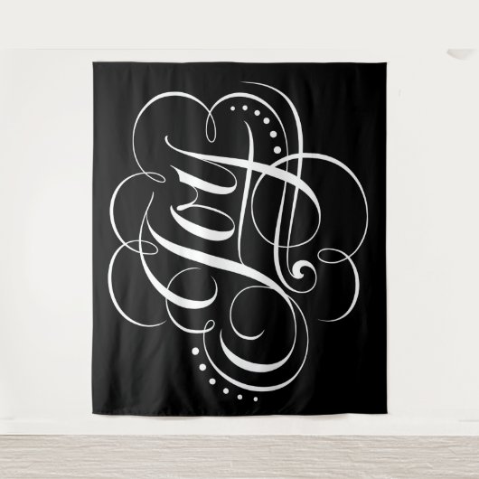 Extravagante JOY Calligrafy Lettering Elegant Blac Wandteppich (Vorderseite)
