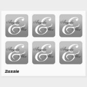 Extravagante Kalligrafie Ampersand Gray Ombre Wedd Quadratischer Aufkleber (Blatt)