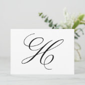 Extravagante Kalligrafie Letter H Monogram Wedding Dankeskarte (Stehend Vorderseite)
