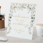 Extravagante Kalligrafie von White Peony Floral Go Sockelschild (In Situ)