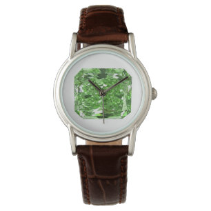 Extravagante Karo-Grüne Funkelgrüne Uhr