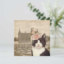 Extravagante Katze & Burg Grußkarte