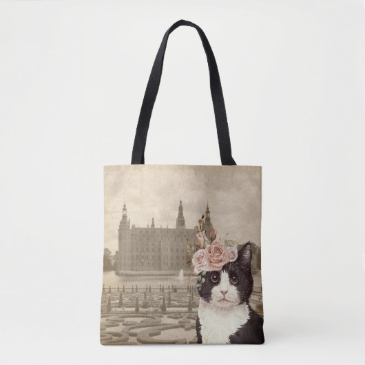 Extravagante Katze & Burg Tasche (Vorderseite)