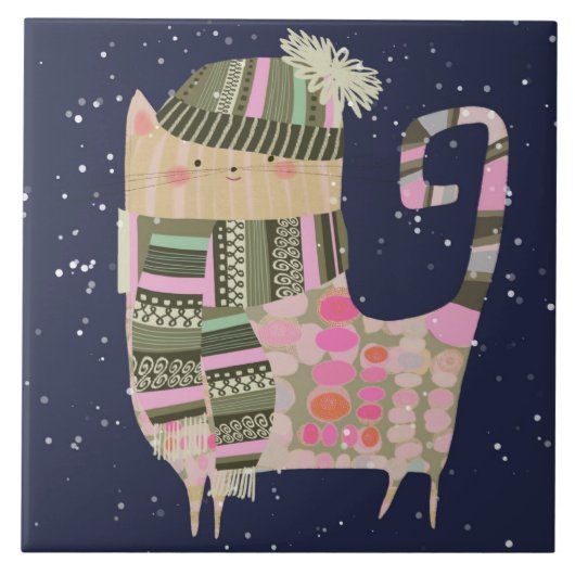 Extravagante Katze Keramik Küche Tile Fliese (Vorderseite)