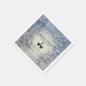 Extravagante Katze Liebe Vintag Blau Personalisier Serviette (Ecke)