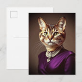 Extravagante Katze mit Lila Kleid Postkarte (Vorne/Hinten)