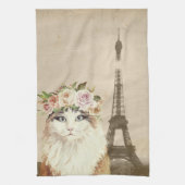 Extravagante Katze und Eiffel Geschirrtuch (Vertikal)