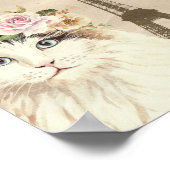 Extravagante Katze und Eiffelturm Kunstdruckerei Poster (Ecke)