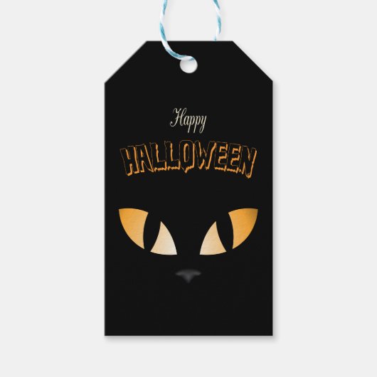 Extravagante Katzenaugen - Halloween Geschenkanhänger (Vorderseite)