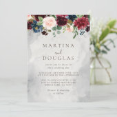 Extravagante klassische Blume Back & Front Hochzei Einladung (Stehend Vorderseite)