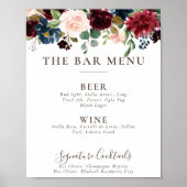 Extravagante klassische Blume Hochzeiten Bar Menu  Poster (Vorne)